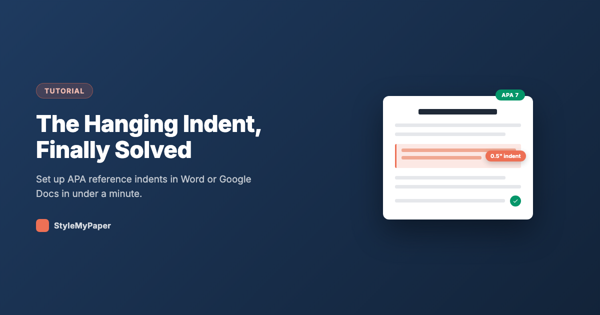 How to Create a Hanging Indent for APA References (Word & Google Docs)