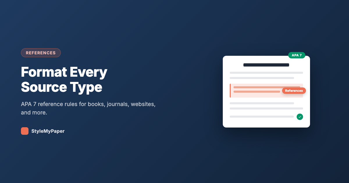 APA Reference Page: How to Format Every Source Type