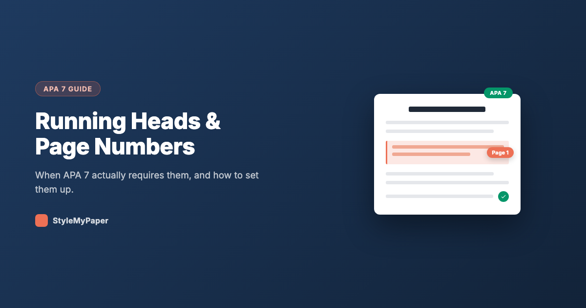 APA Running Head & Page Numbers: When You Actually Need Them